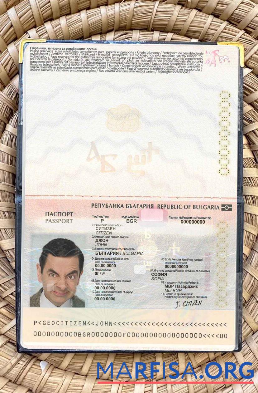 Blank Bulgaria passport photo look real example